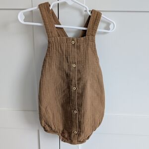H&M Baby Mustard Brown Organic Cotton Romper 12-18 Months